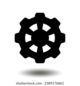 Icono de engranaje negro. Icono del piñón del piñón de la máquina. Diseño plano. Símbolo de signo de la rueda cognoscitiva vectorial en un fondo blanco.