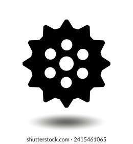 Icono de engranaje negro. Icono del piñón del piñón de la máquina. Diseño plano. Símbolo de signo de la rueda cognoscitiva vectorial en un fondo blanco.