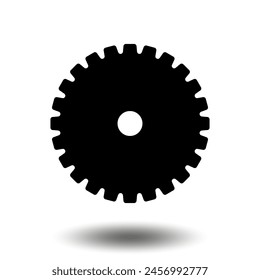 Icono de engranaje negro. Icono del piñón de la máquina. Diseño plano. Símbolo de rueda dentada de Vector sobre fondo blanco.