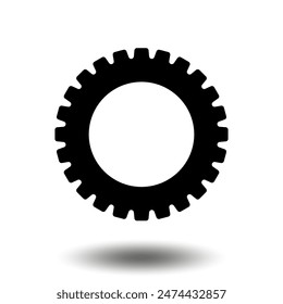 Black gear icon. Machine sprocket gear icon. Flat design. Vector cogwheel sign symbol on a white background.