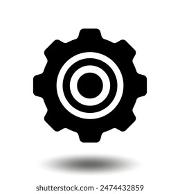 Black gear icon. Machine sprocket gear icon. Flat design. Vector cogwheel sign symbol on a white background.