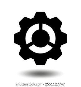 Black gear icon. Machine sprocket gear icon. Flat design. Vector cogwheel sign symbol on a white background.