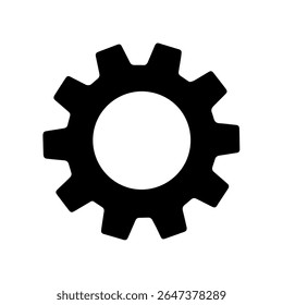 A Black Gear Icon Representing Essential Mechanism and Functionality in Various Contexts