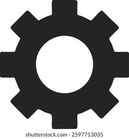 Black Gear Icon Vector for Mechanism