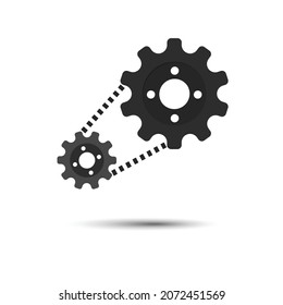 Black gear icon with white background with empty space for your text. vector illustration