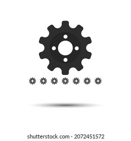 Schwarzes Zahnrad Symbol mit weißem Hintergrund und Leerraum für Ihren Text. Vektorgrafik