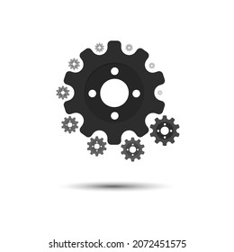 Icono de engranaje negro con fondo blanco con espacio vacío para el texto. ilustración vectorial