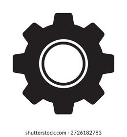 schwarzes Zahnradsymbol mit einem weißen Kreis in der Mitte