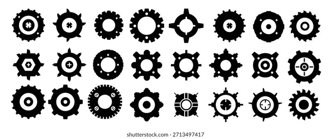 schwarze Zahnrad Symbole set Vektor