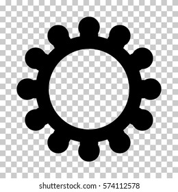 Black Gear interface icon. Vector pictogram style is a flat symbol on chess transparent background.