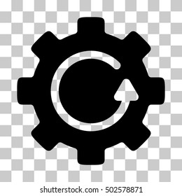 Black Gear Rotation interface toolbar icon. Vector pictograph style is a flat symbol on chess transparent background.