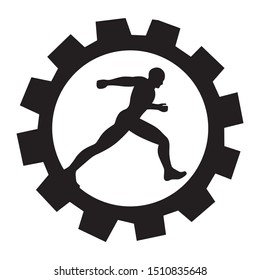 black gear and runner, vector illustration