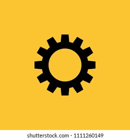 Black Gear or Setting Icon on Yellow Background