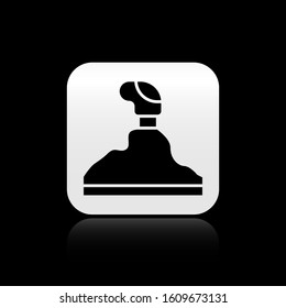 Black Gear shifter icon isolated on black background. Transmission icon. Silver square button. Vector Illustration