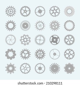  Black Gear Silhouettes - vector illustration