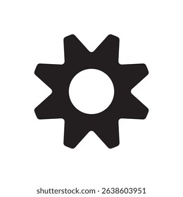 Black gear symbol representing tools, configuration, or system preferences. Ideal for app UI and software design. Vector EPS.