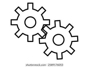 Black gear wheel icon on white background
