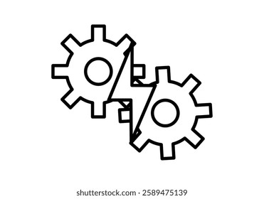 Black gear wheel icon with spoke