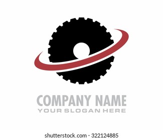 black gear wheel mechanics engine rotate logo image icon