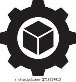Engranaje negro con cubo blanco dentro de la rueda dentada geométrica