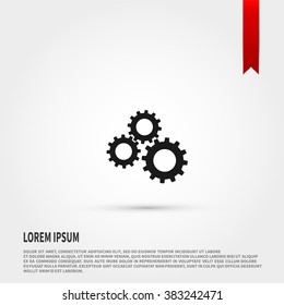 Black gears icon. Vector illustration design element. Flat style design icon.