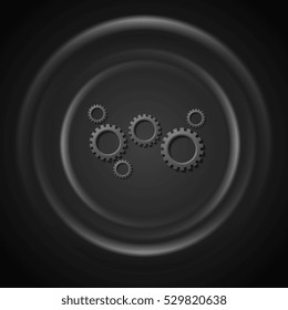 Black gears mechanism and smooth circles technology abstract vector background