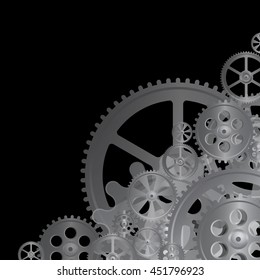 black gears on the black background, vector illustration, clip-art