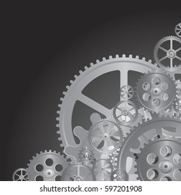black gears on the black background, vector illustration, clip-art