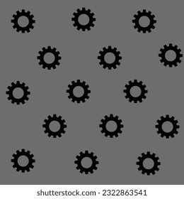 Black gears on gray background ,seamless background