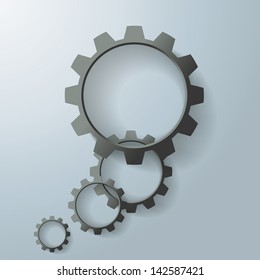 Black gears on the grey background. Eps 10 vector file.