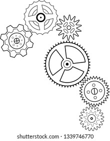 black gears on white background, vector minimalism illustration suitable for men's holidays for the profession of mechanics and others