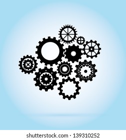black gears over blue background vector illustration