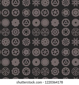Black gears, steampunk seamless pattern