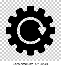Black Gearwheel Rotation interface toolbar pictogram. Vector pictogram style is a flat symbol on chess transparent background.