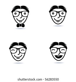 black geek happy icons