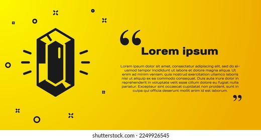 Black Gem stone icon isolated on yellow background. Jewelry symbol. Diamond.  Vector