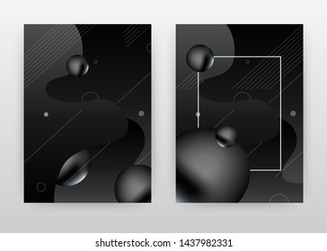 Black gemetric round 3D elements business background design for annual report, brochure, flyer, poster. Black liquid abstract brochure template. Vector illustration for flyer, leaflet, poster in A4