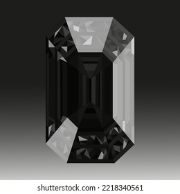 Schwarzer Edelstein. Vektorkunst. Diamant. 