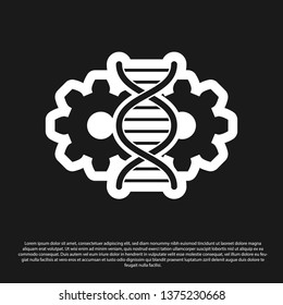 Black Gene editing icon isolated on black background. Genetic engineering. DNA researching, research. Vector Illustration
