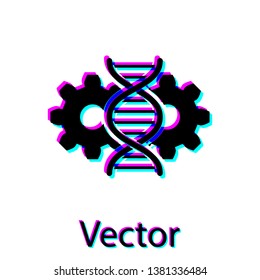 Black Gene editing icon isolated on white background. Genetic engineering. DNA researching, research. Vector Illustration