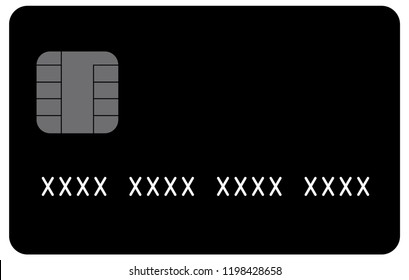 Black generic credit card icon with fake number