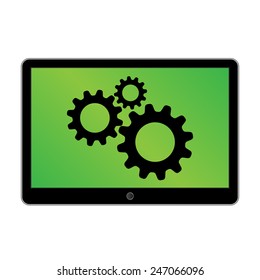 Black generic tablet computer (tablet pc) on white background. Modern portable touch pad device