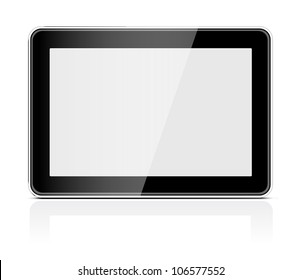 Black generic tablet pc on white background. Vector illustration