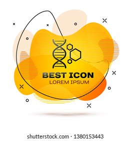 Black Genetic engineering icon isolated on white background. DNA analysis, genetics testing, cloning, paternity testing. Fluid color banner. Vector Illustration
