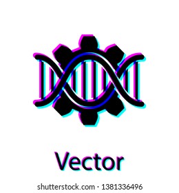 Black Genetic engineering icon isolated on white background. DNA analysis, genetics testing, cloning, paternity testing. Vector Illustration