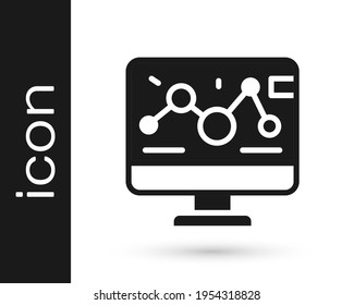 Black Genetic engineering modification on laptop icon isolated on white background. DNA analysis, genetics testing, cloning.  Vector