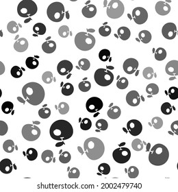 Black Genetically modified apple icon isolated seamless pattern on white background. GMO fruit.  Vector