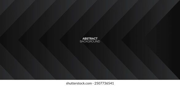 black geometric abstract background overlap layer on dark space with cutout effect decoration. Minimalist graphic design element arrow style