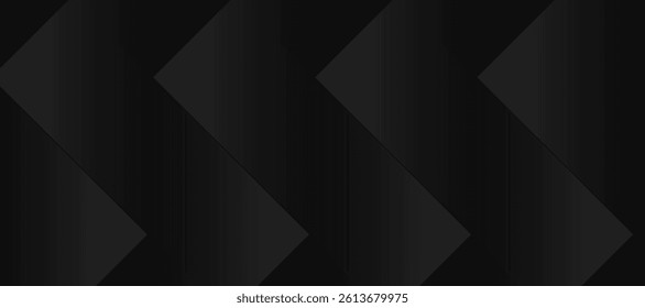 black geometric abstract background overlap layer on dark space with cutout effect decoration. Minimalist graphic design element arrow style concept