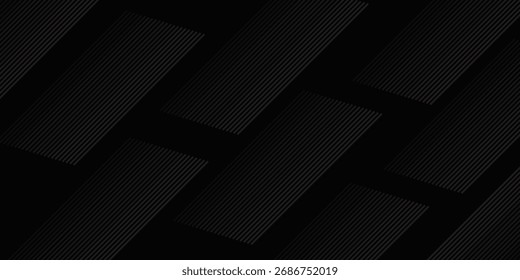  Capa abstracta geométrica negra de la superposición del fondo en el espacio oscuro con la decoración diagonal de las líneas. Elemento de Diseño gráfico moderno estilo rayado para el Anuncio,